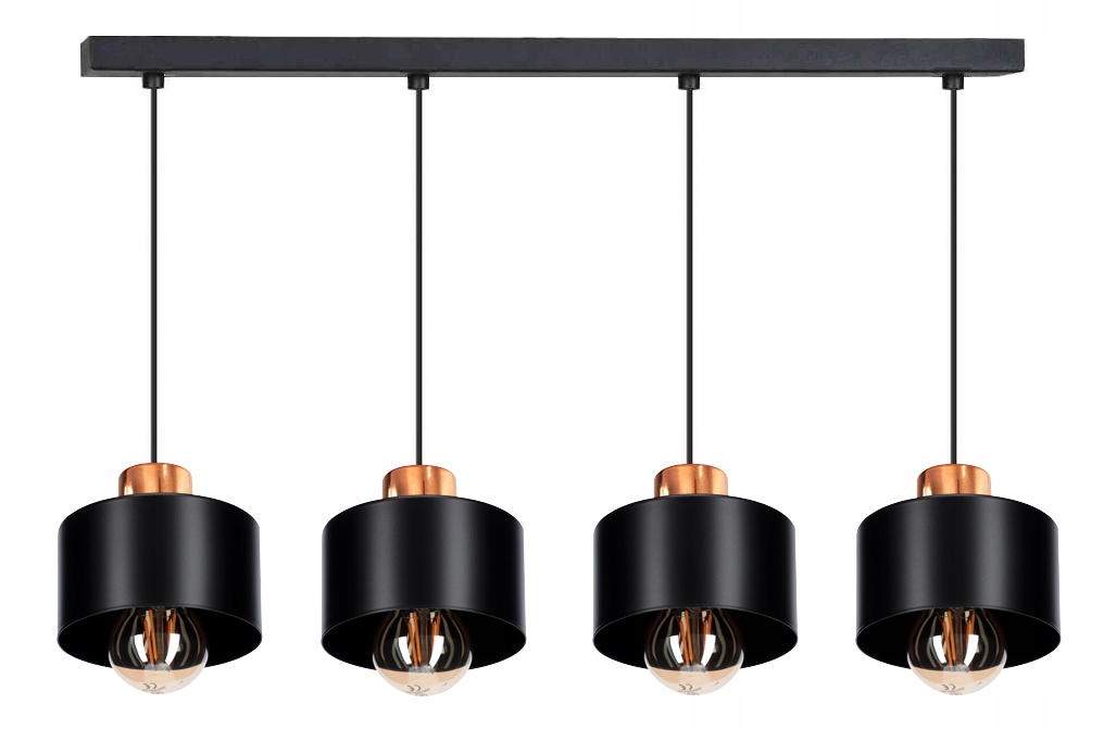 Lustrová závěsná stropní lampa Loft 4 černá měď lampa nad stůl lampy