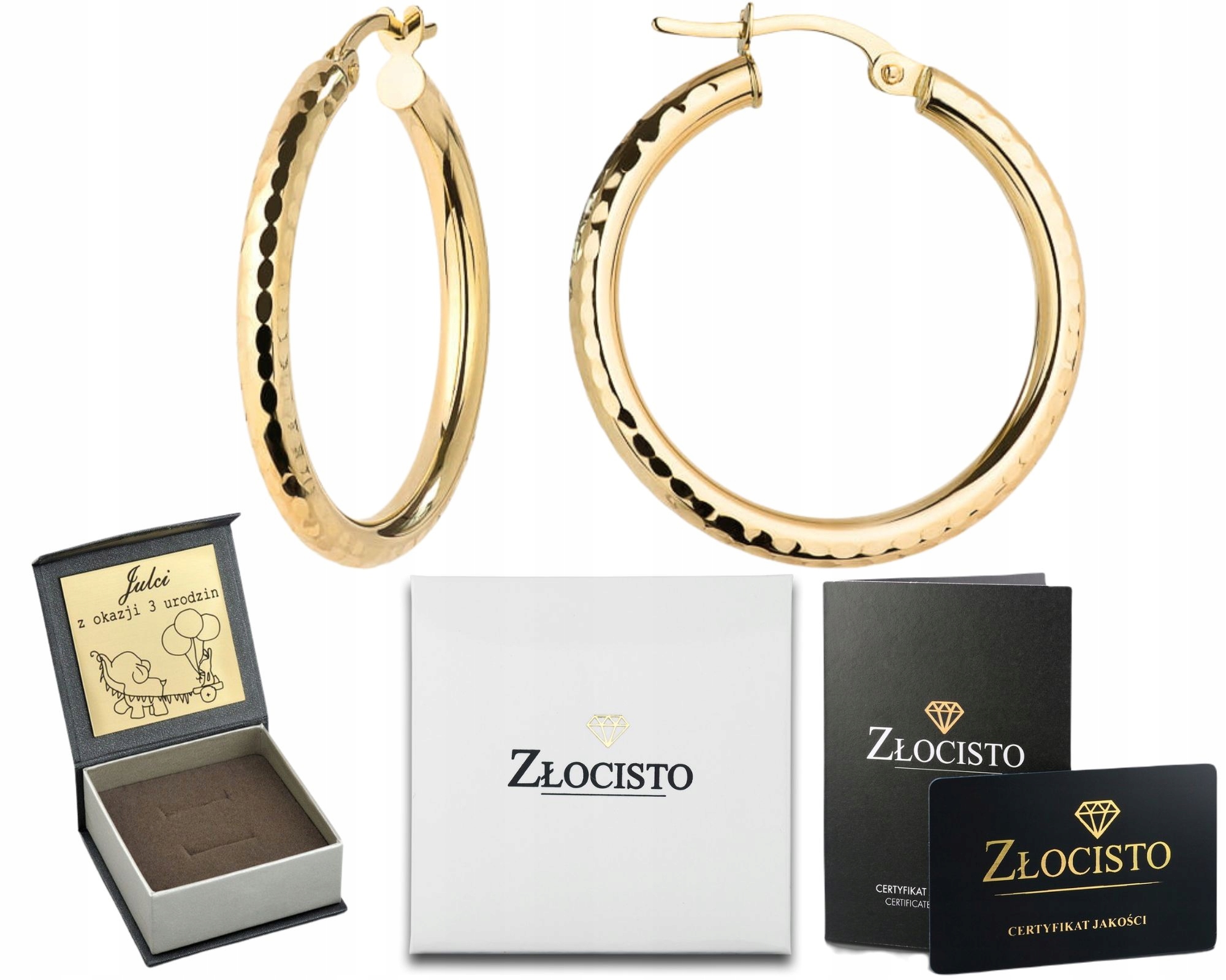 Zlaté Kruhové Náušnice Diamantové 25 MM Zlato 585 Efekt