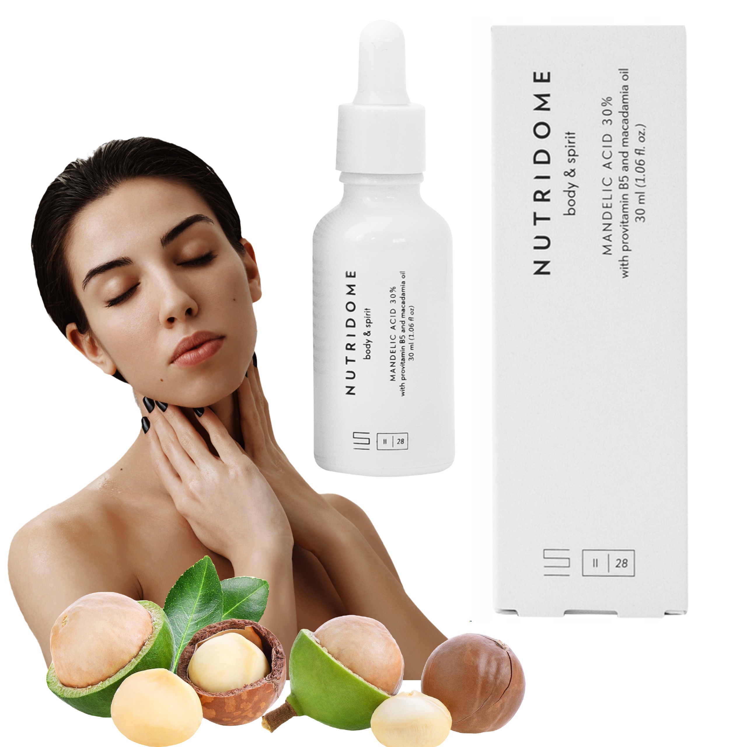 Kyselina revitalizující mandlové pleťové sérum B5 s makadamovým olejem Nutridome