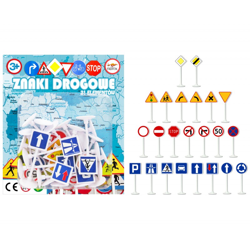 

Zestaw Znaki Drogowe 21 El. Do Zabawy I Nauki 7 CM
