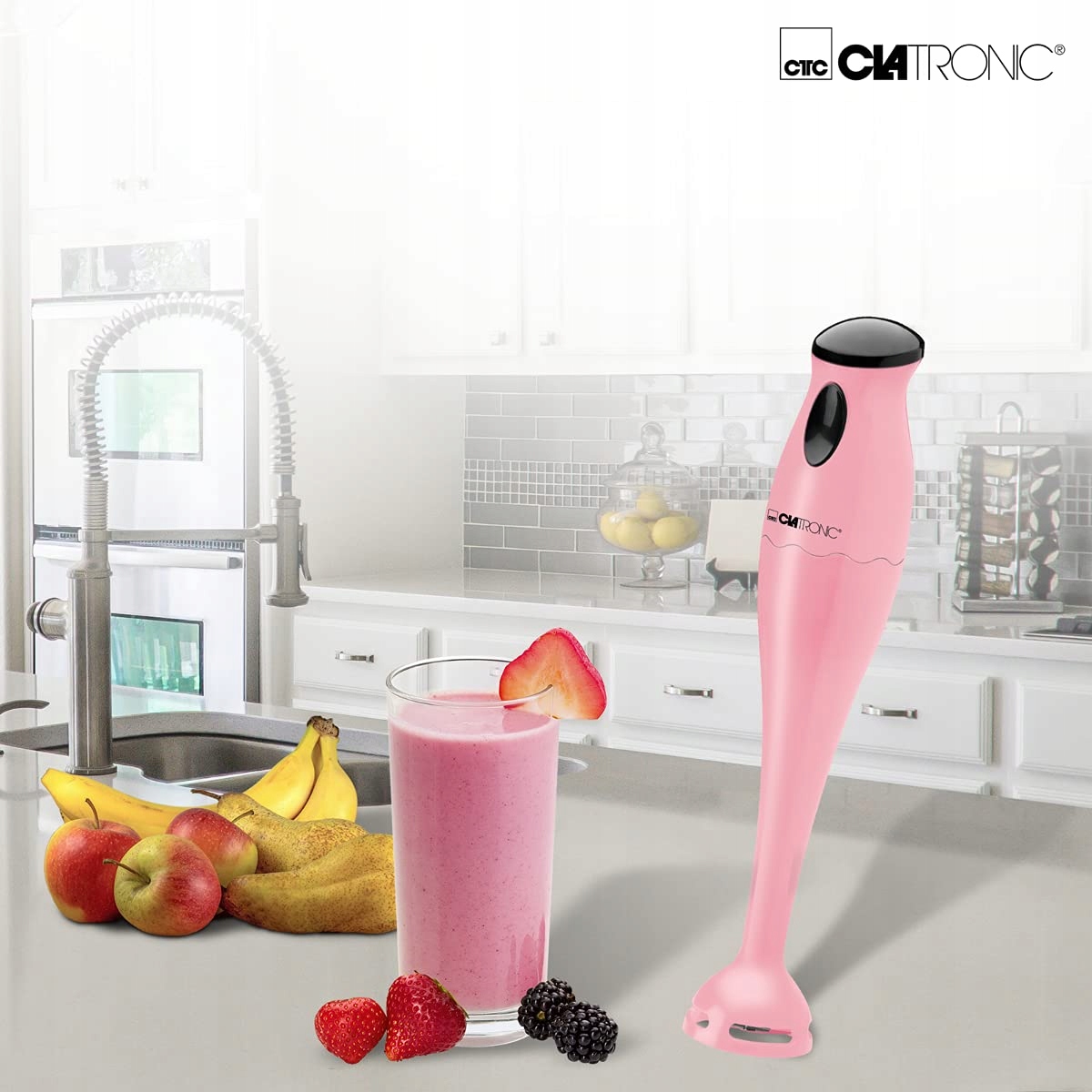 CLATRONIC Blender Ręczny 180W Różowy Do Smoothie Zup Puree 500ml — miniatura 4
