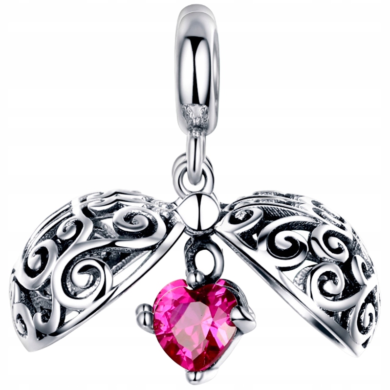 CHARMS OTWIERANY KORALIK Z SERCEM srebro pr 925 Materiał srebro