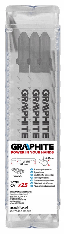 Brzeszczoty do wyrzynarki 15TPI uchwyt typ T 25szt Marka Graphite