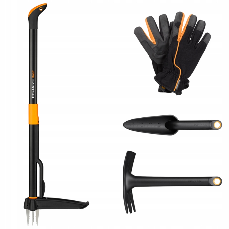 Fiskars Narzędzia Zestaw Wyrywacz chwastów+ Łopatka+ Motyczka+ Rękawice