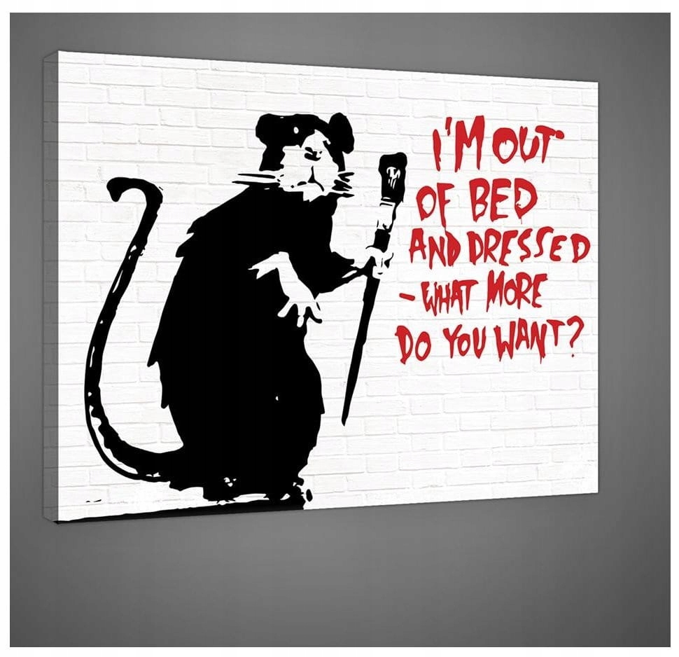 Obraz 100x75 Banksy krysa rat graffiti street-art umění šablona ironie