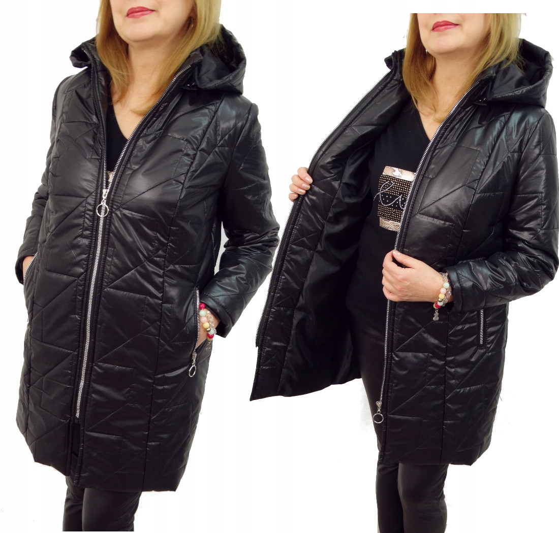 Kurtka Płaszczyk Damski Pikowany Przejściowy Odpinany Kaptur Anna 40 L