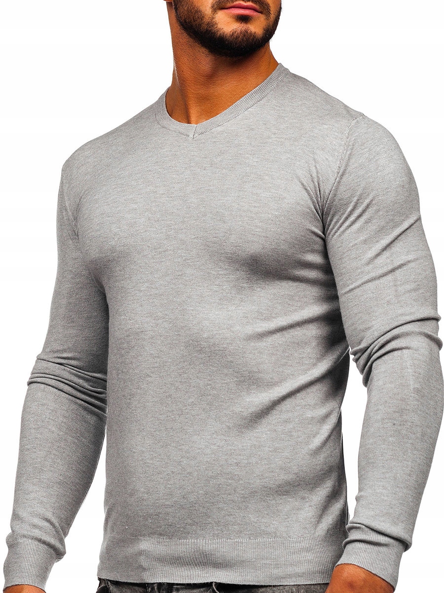 

Sweter Męski Gładki Jasnoszary YY03 Denley_m