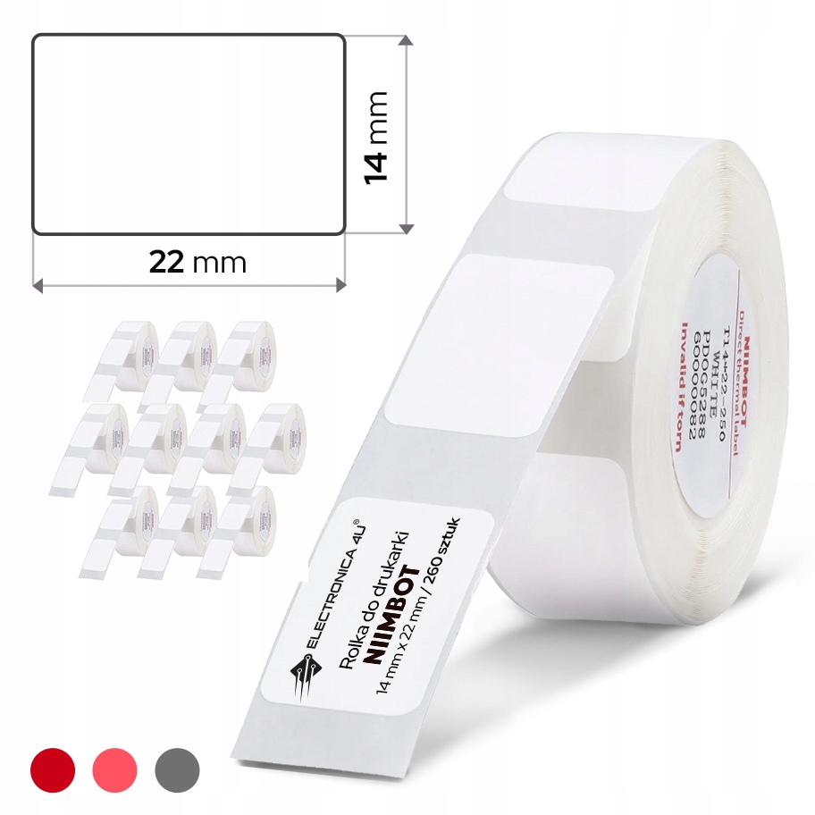 Zestaw 10 rolek etykiet Niimbot D11 D110 D101 H1S samoprzylepne 14x22