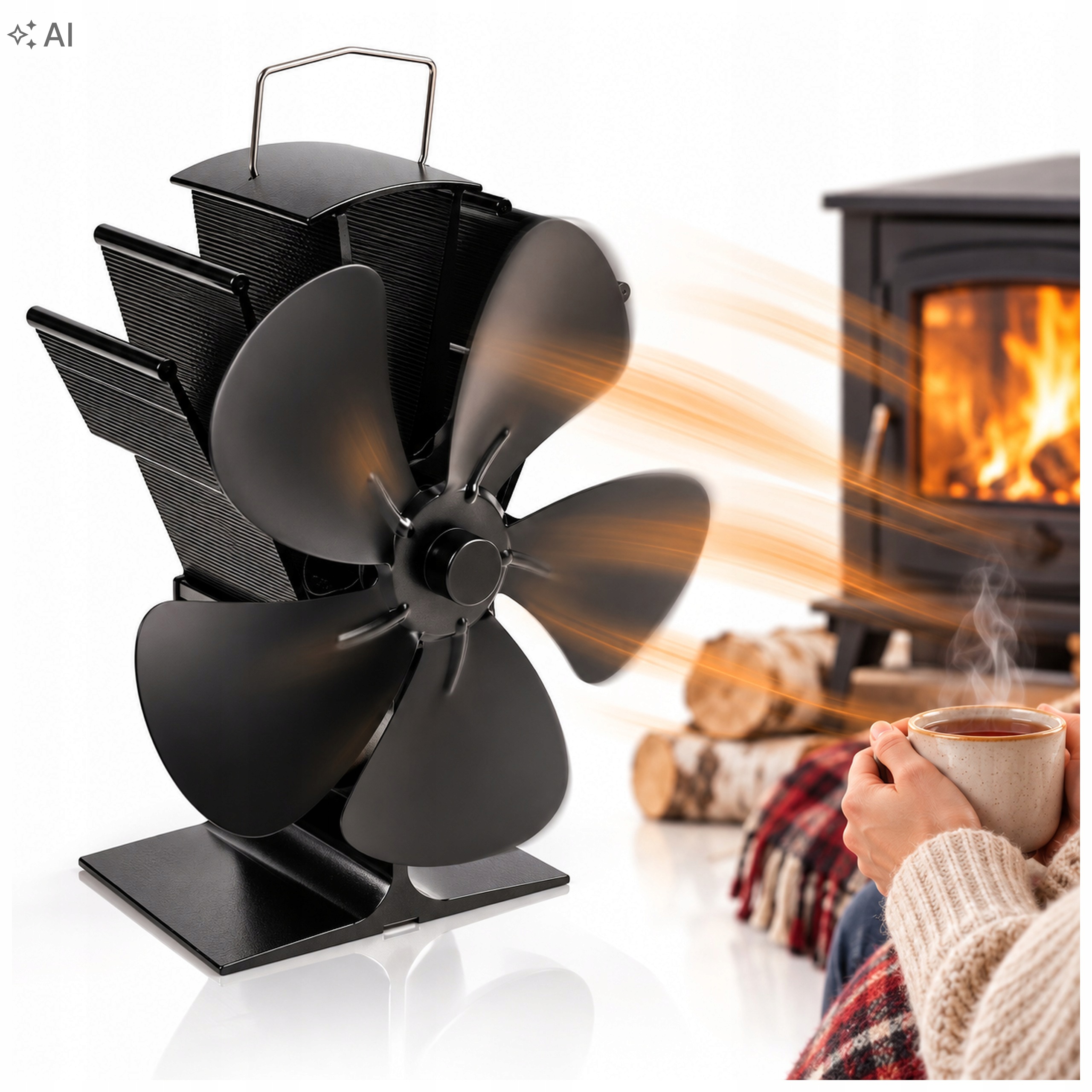 Termoelektrický krbový ventilátor pro krb a kozy bez proudu