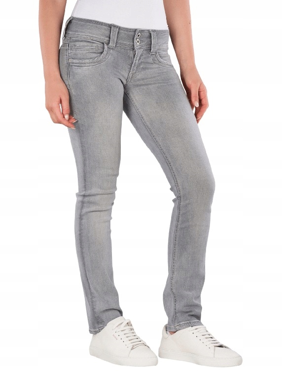 Pepe Jeans Šedé Džíny Úzké Nohavice S Oděrkami A Nízkým Pasem 27/34 6FA