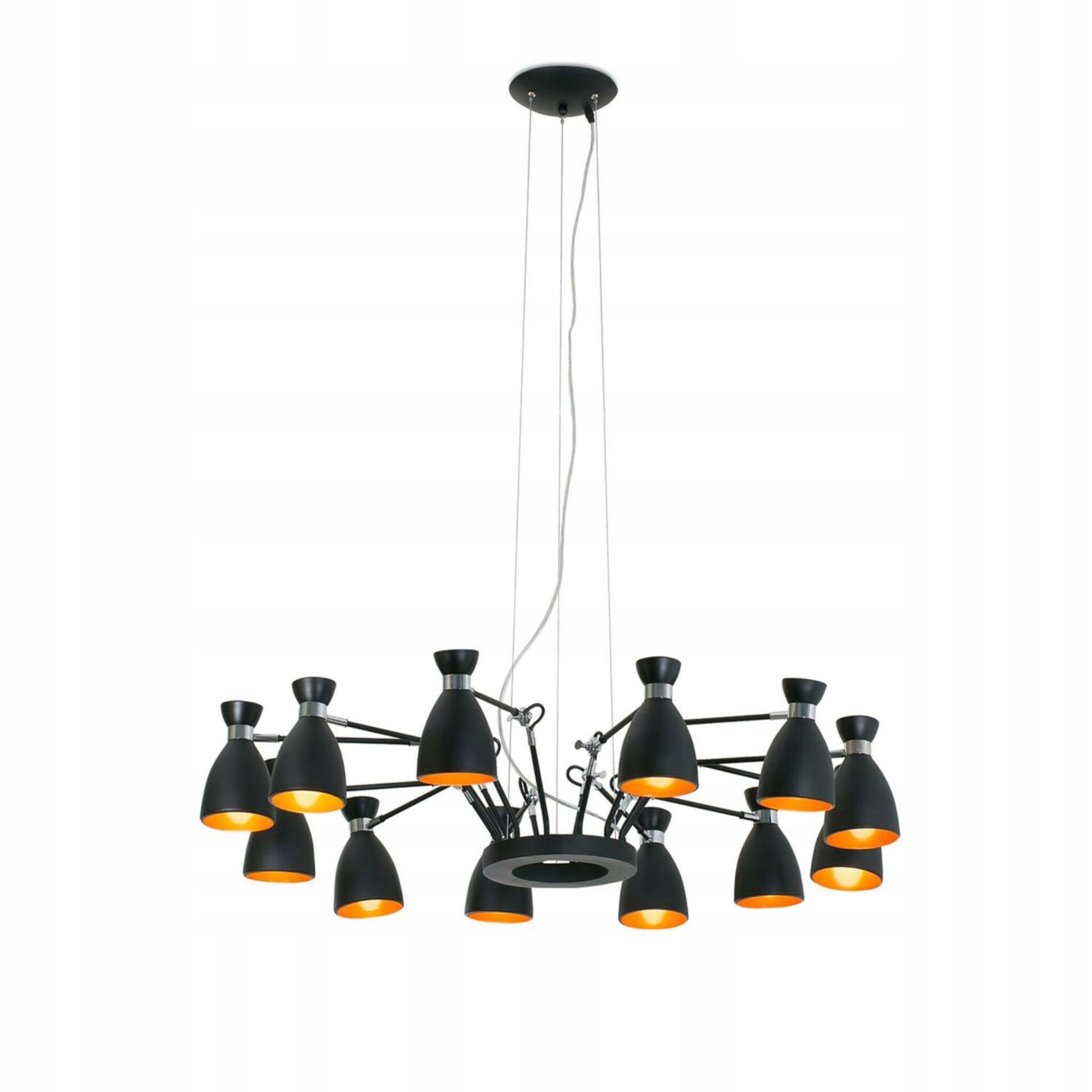 Faro Retro závesné svietidlo, čierna a meď, 12 ramien, E14, oceľ, design