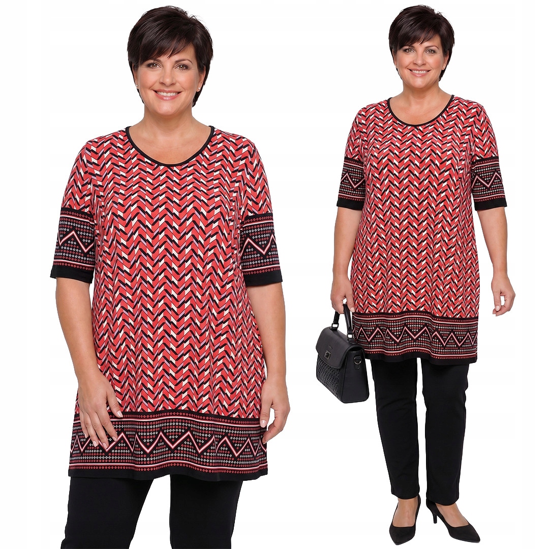 Tunika v červeno-černém vzoru plus size velikost 60