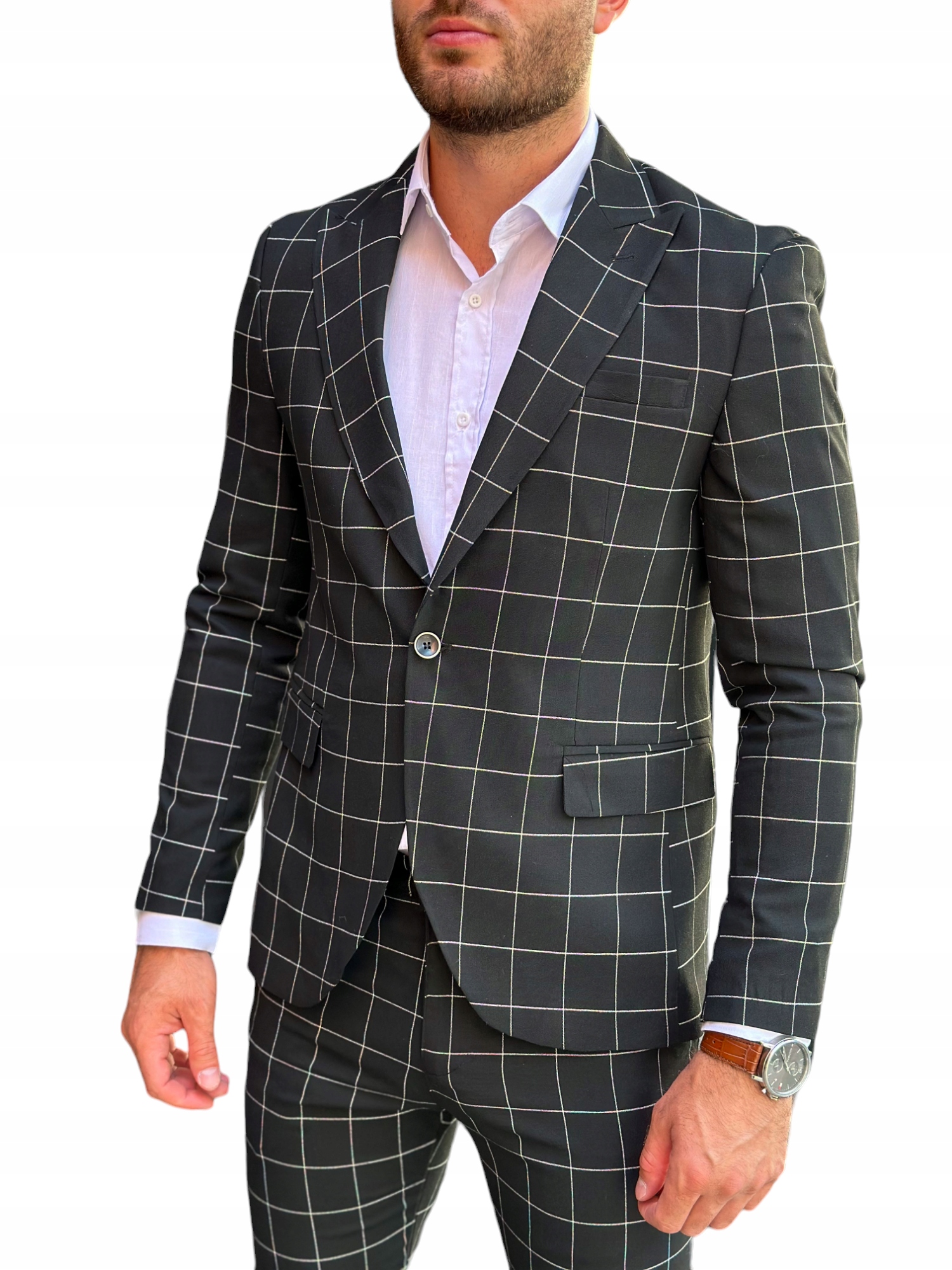 Garnitur czarny biała krata 2 częściowy 54/34 XL Model 2024/07