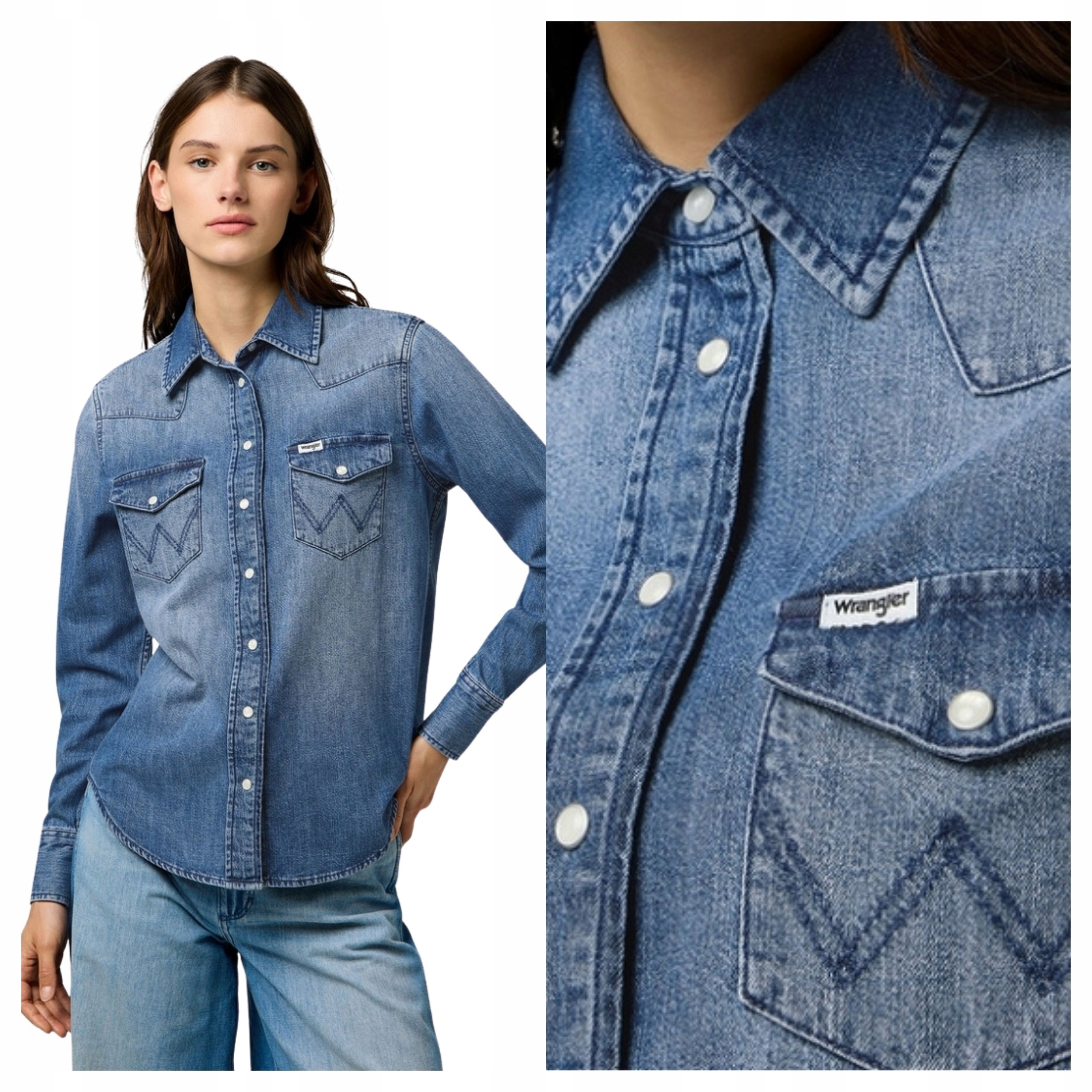 Dámská košile Wrangler Heritage Jeansová modrá bavlněná Xs