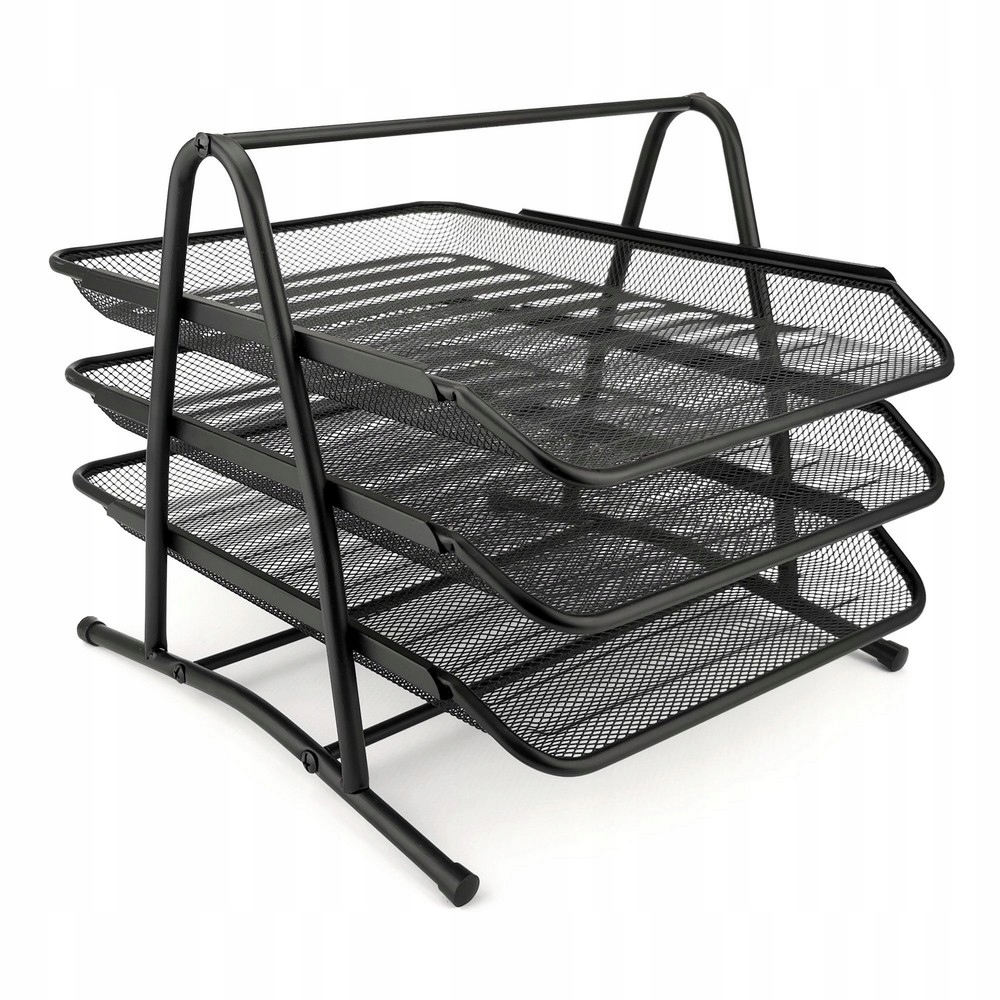 ORGANIZER na biurko SZUFLADY NA DOKUMENTY zestaw 3 szuflad SIATKA CZARNY Stan opakowania oryginalne