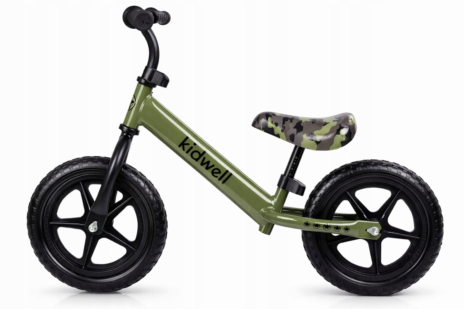 Rower Biegowy Kidwell Rebel 12” dla Dzieci Lekki Stabilny Czarno Zielony