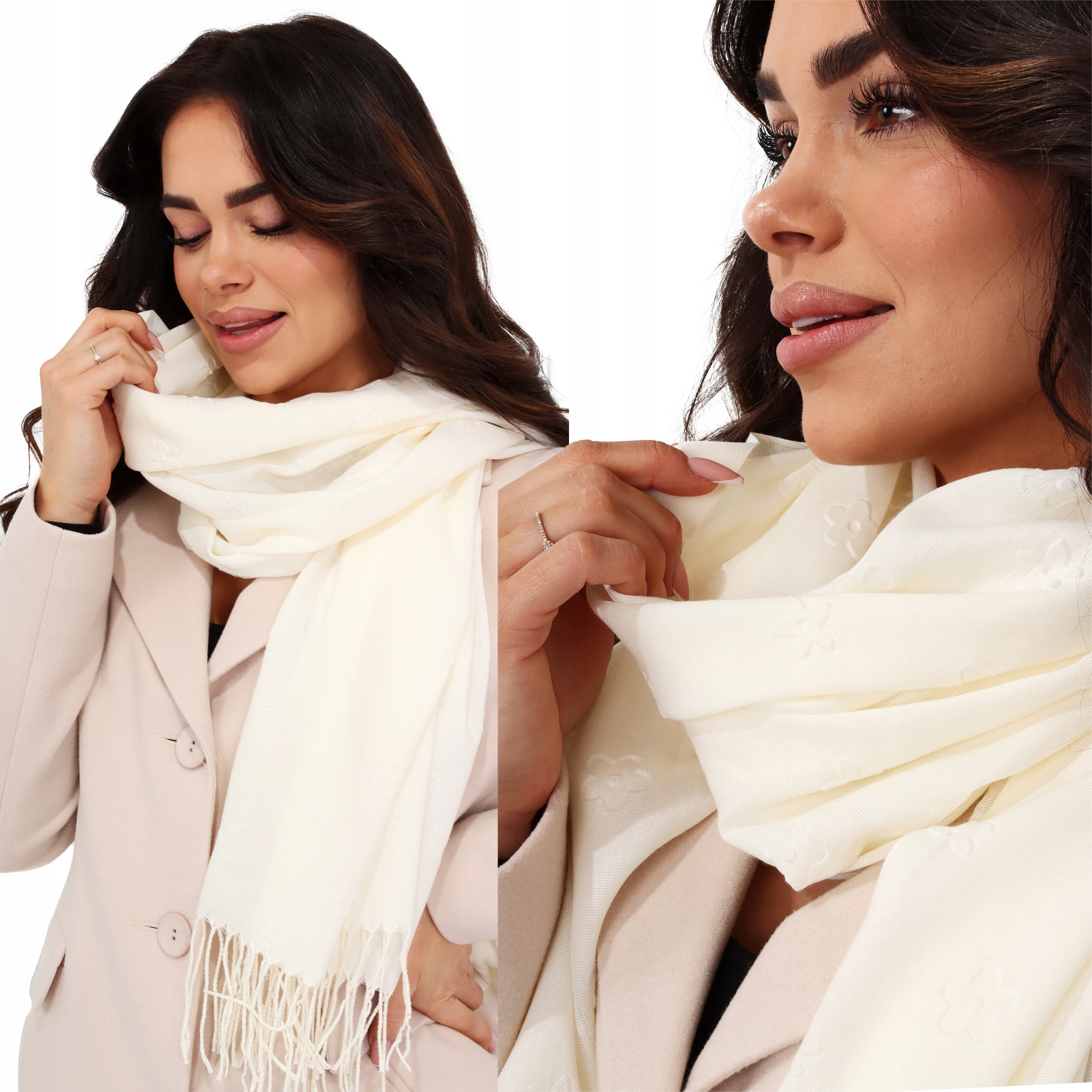 

Chusta Damska Bandana Apaszka Szal Szalik Ecru