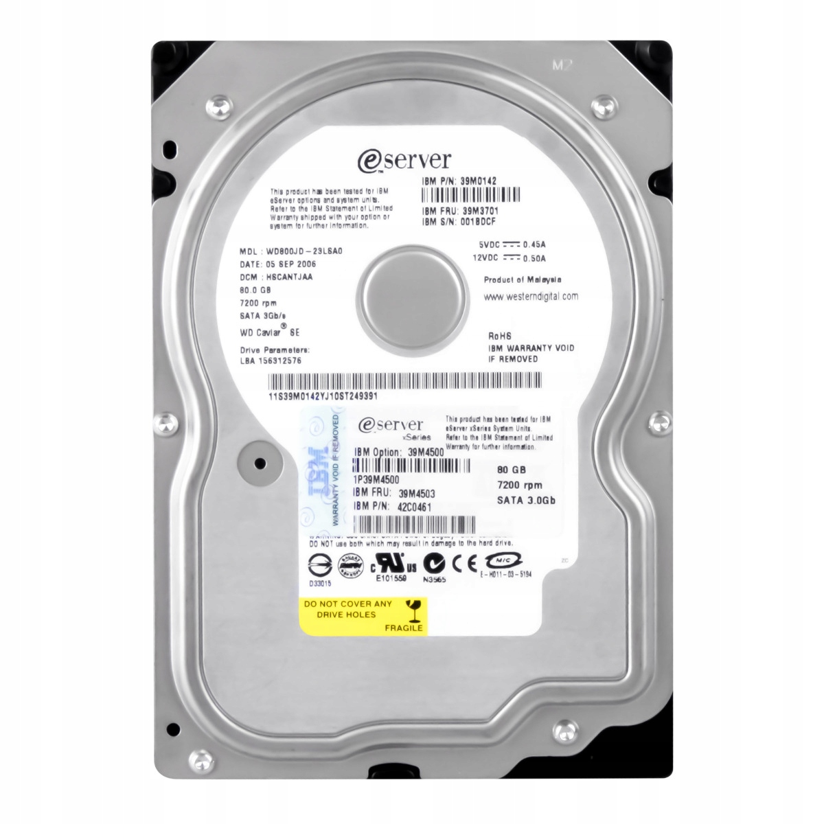 Ibm 39M4503 42C0461 80GB 7.2K Sata II 3.5' WD800JD