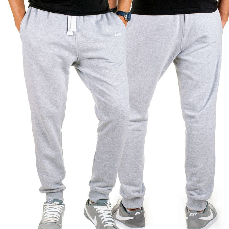 Pánské šedé teplákové kalhoty polské značky Lamon Premium XXL