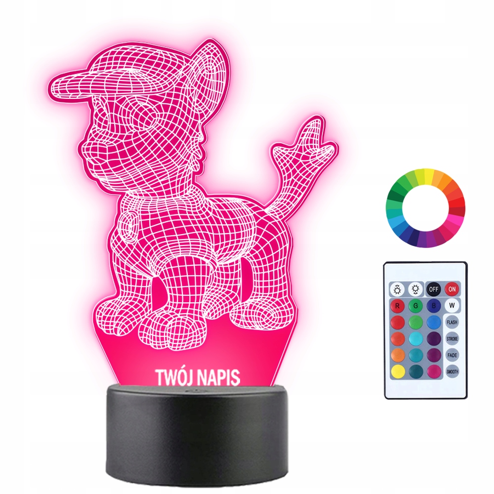 Lampka Nocna 3D LED Psi Patrol Prezent Imię Grawer
