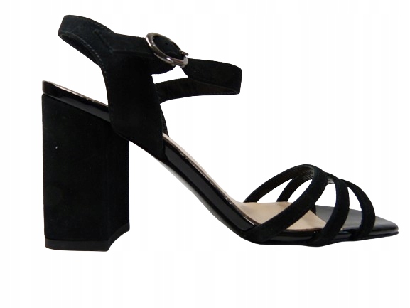 černé elegantní kožené dámské sexy sandály na podpatku Sala 37