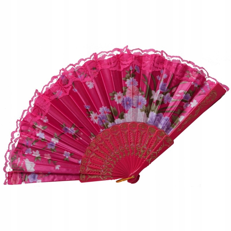 

Wachlarz Kwiaty Jedwab Koronka Lato Upały