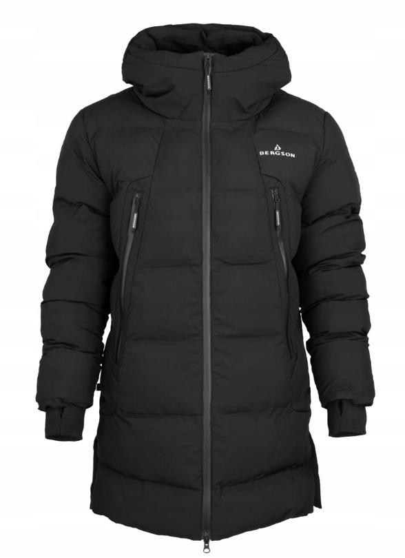 Bergson płaszcz męski czarny puchowy przed kolana Snow Leopard rozmiar S