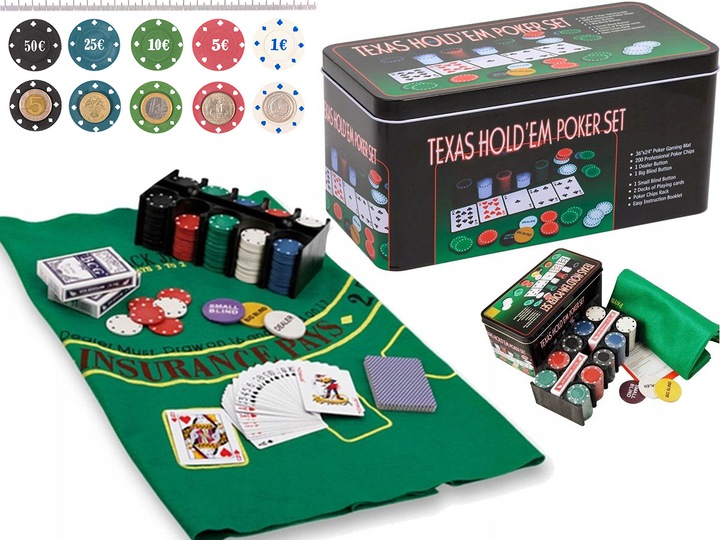

Zestaw Do Pokera Żetony 200 szt Karty Mata Poker