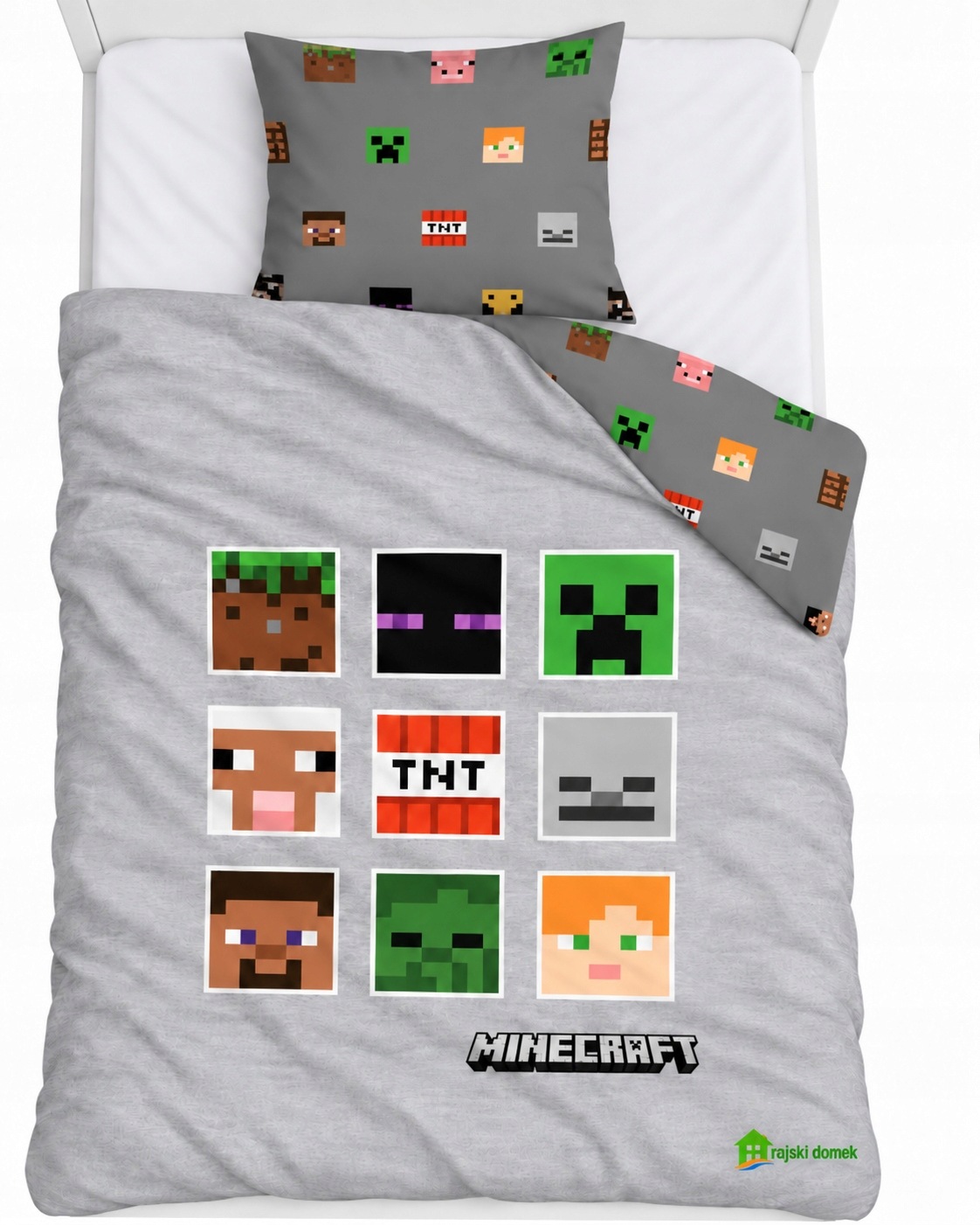 Minecraft Pościel Licencyjna 140x200 Creeper Steve Dwustronna w Worku