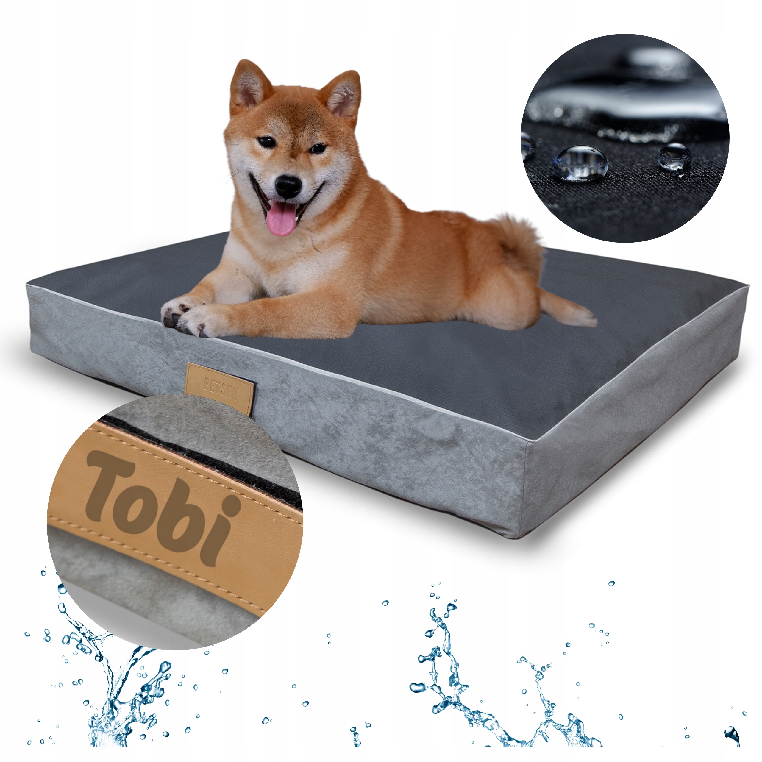 Levně Pelíšek pro psa Potah XL Vodotěsná Matrace s gravírováním Bonus 90x66