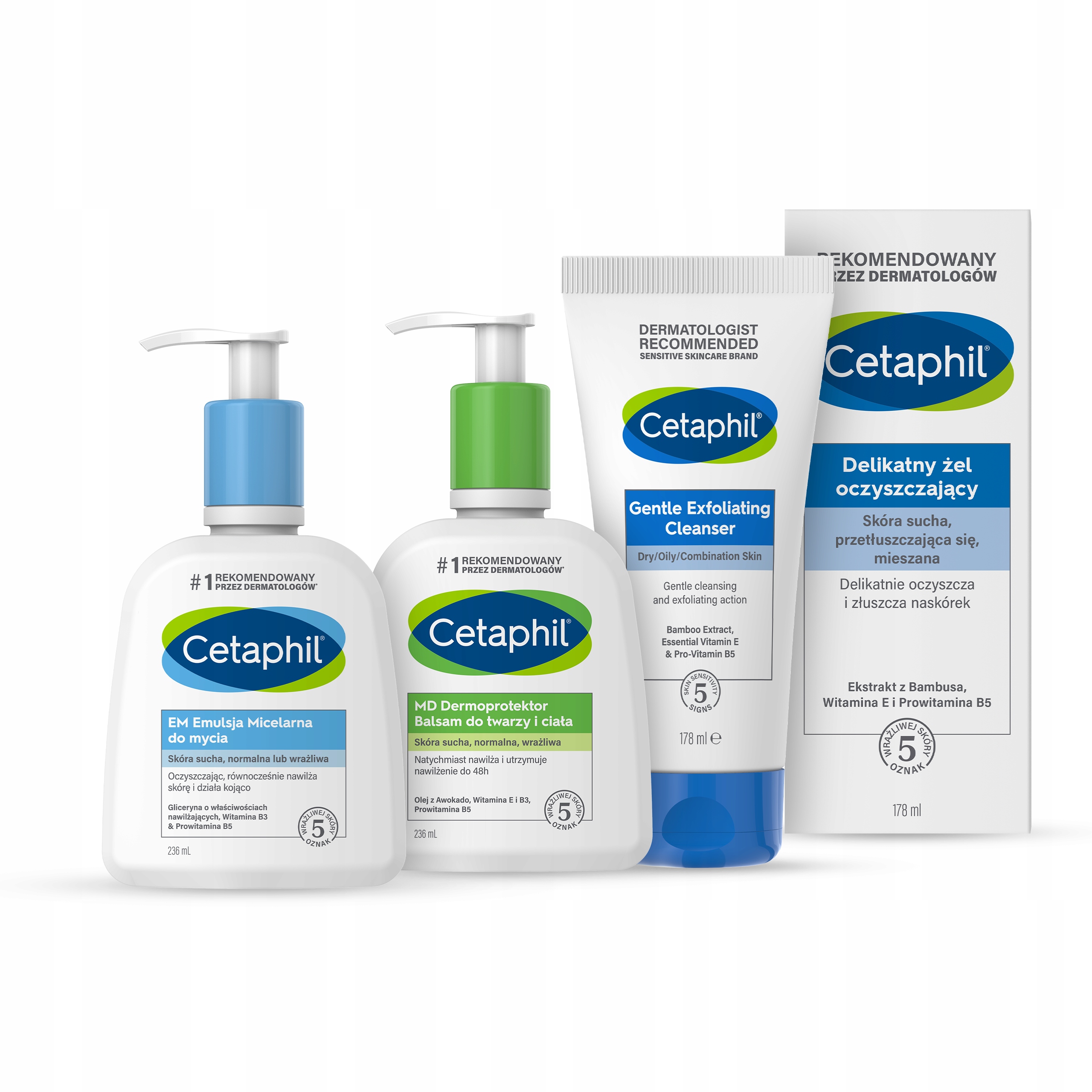 

Zestaw Cetaphil Em Emulsja 236, Żel i MD Balsam