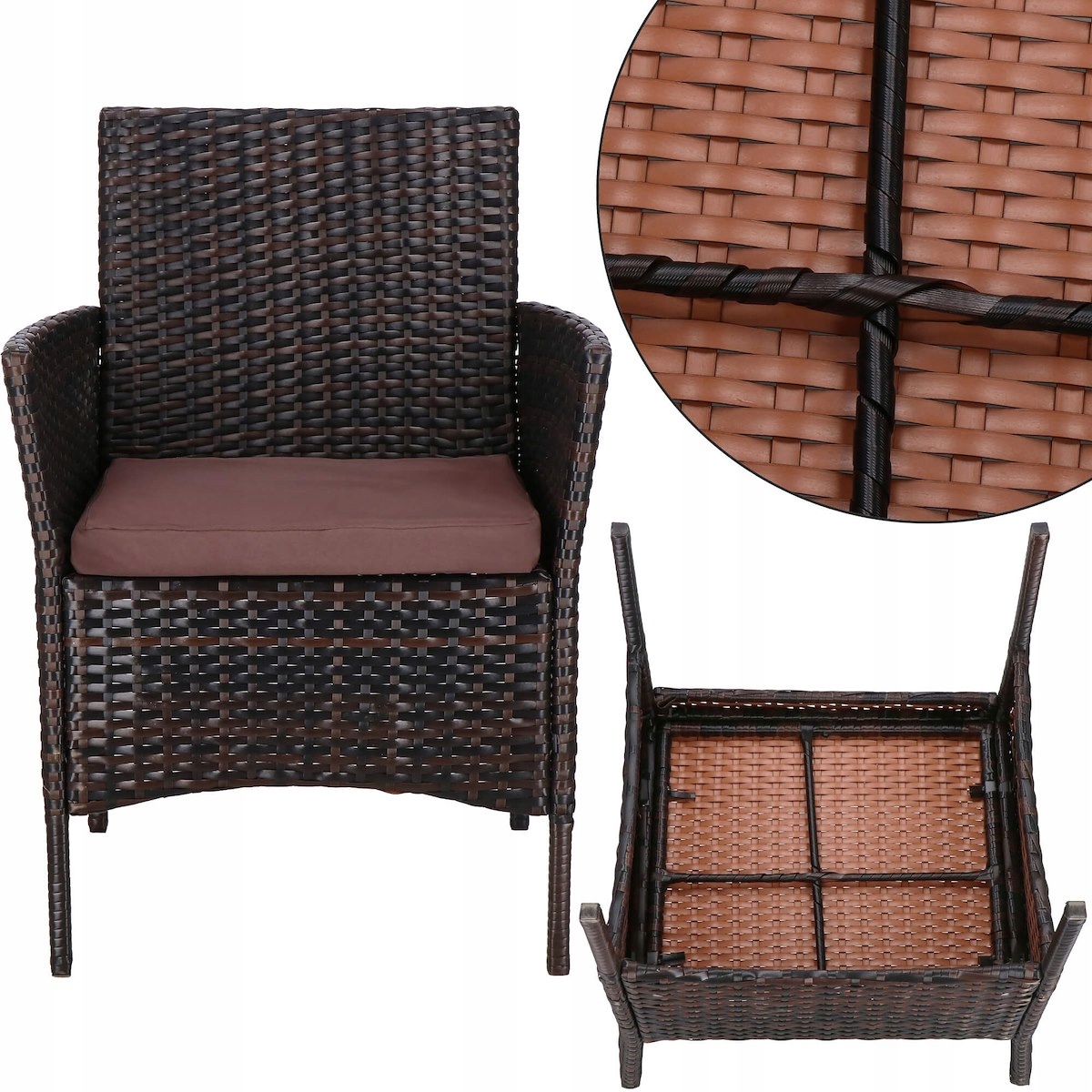 ZESTAW MEBLI OGRODOWYCH SOFA STOLIK FOTELE TECHNORATTAN KOMPLET MEBLE OGRÓD Kod producenta GF0059