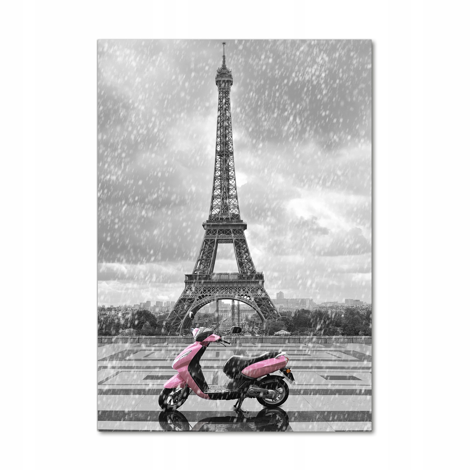 

Foto obraz akrylowy Wieża Eiffla skuter 70x100cm