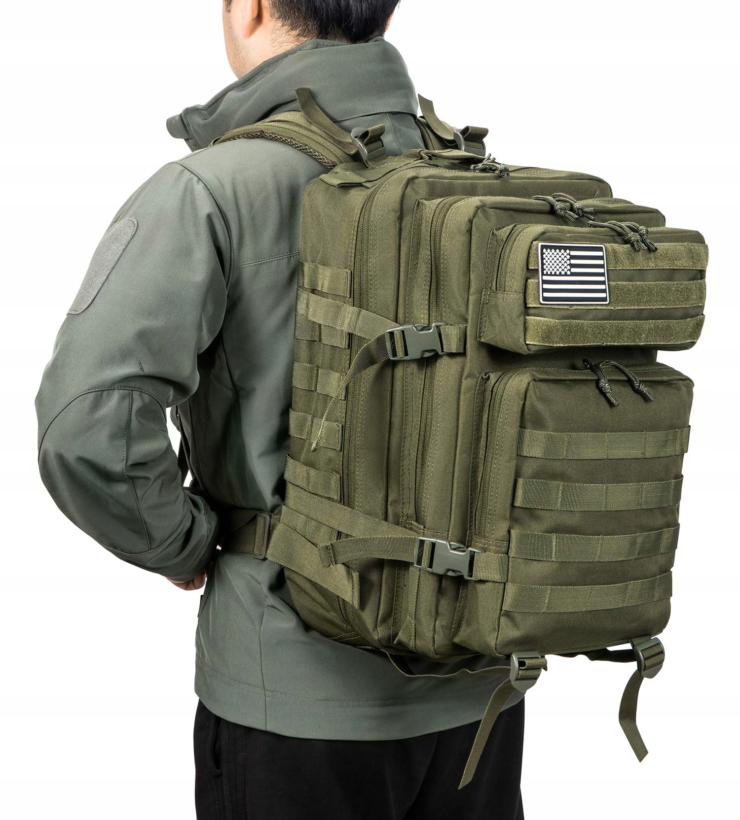 QTQY Plecak Taktyczny 45L Wojskowy Męski Molle Na Wędrówki Trekking — miniatura 4