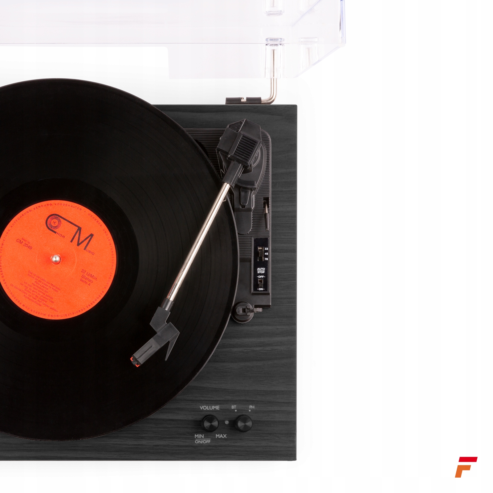 Gramofon Fenton z głośnikami 100W czarny BT+ Winyl Wysokość produktu 46.5 cm