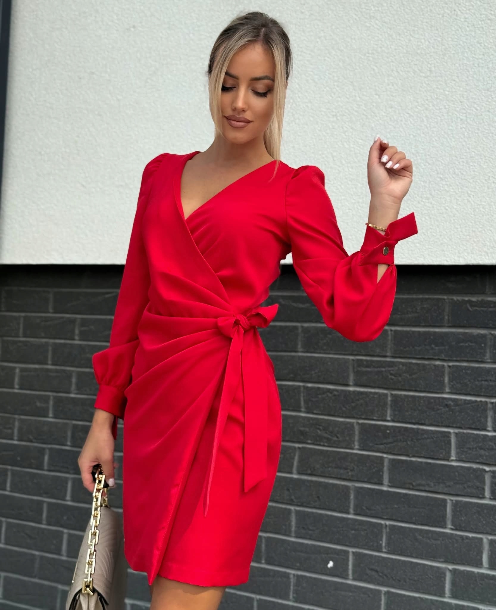 Šaty Zeštíhlující převázaná na přijímání červená Xs