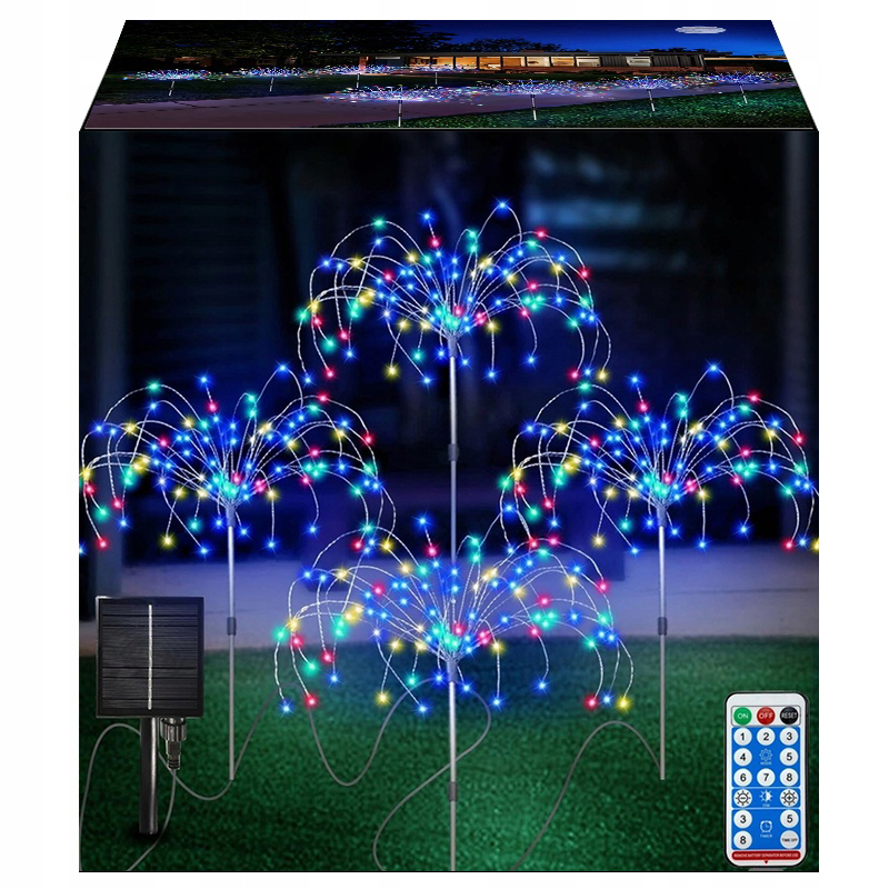 4x solarne światła DMUCHAWIEC FIREWORK lampy ogrodowe LED