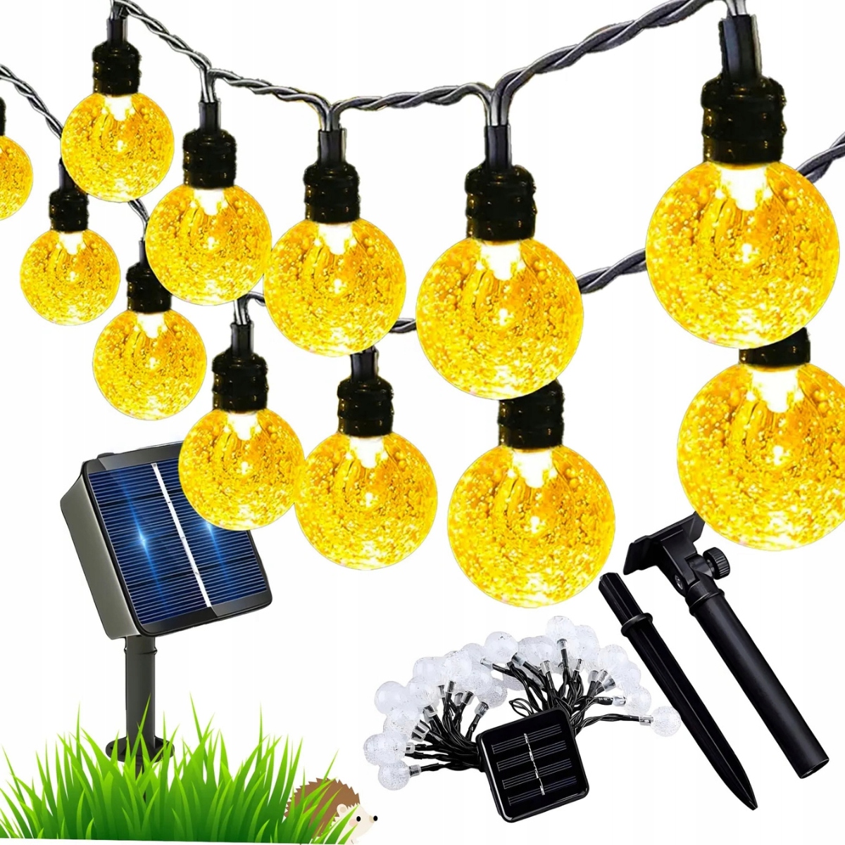 SOLÁRNA ZÁHRADNÁ GIRLANDA 100 LED 10 M TEPLÉ SVETLO IP44 SENZOR SÚMRAKU