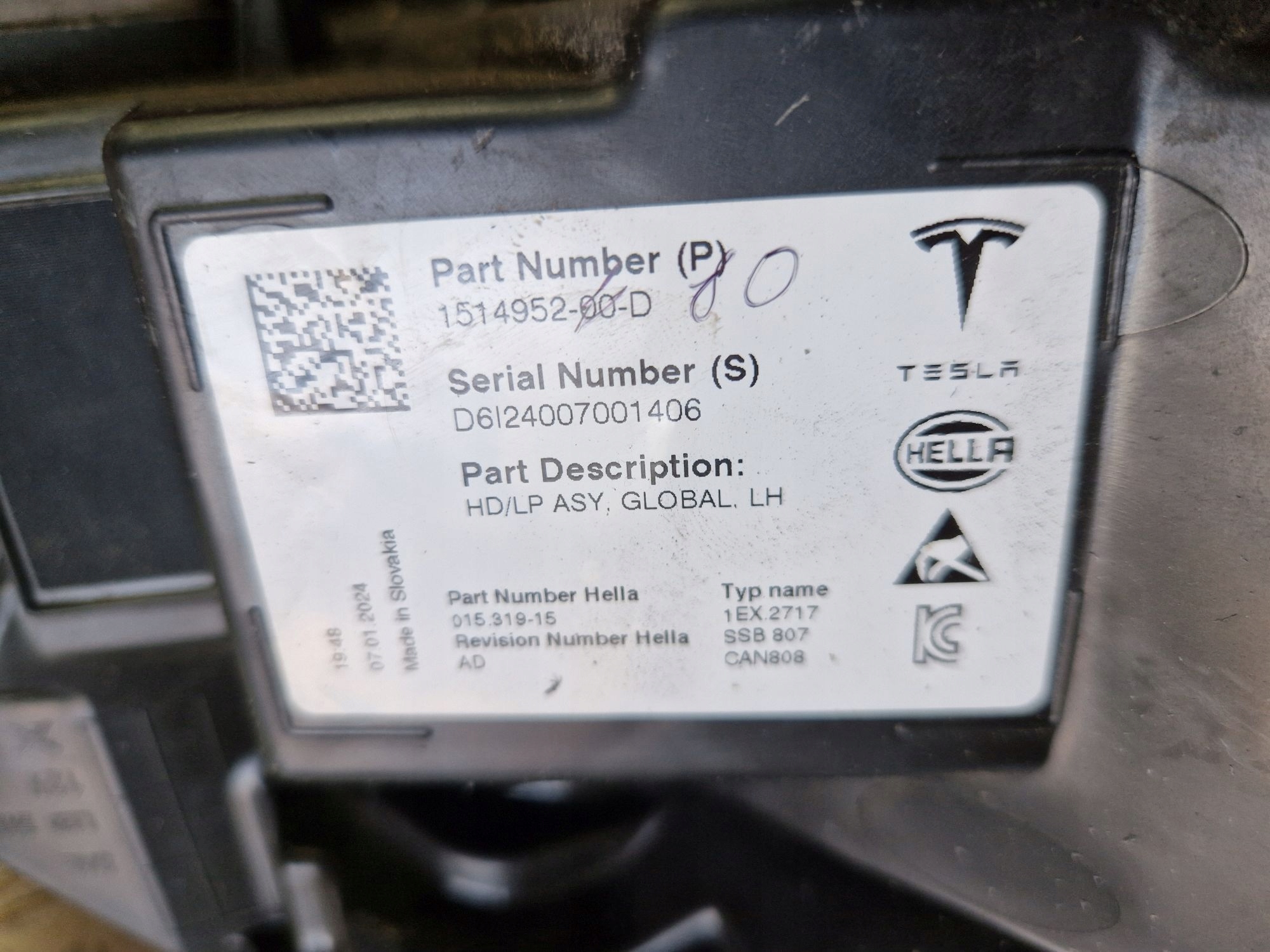 light left front FULL LED TESLA 3 LIFT TESLA Y 2020R->
