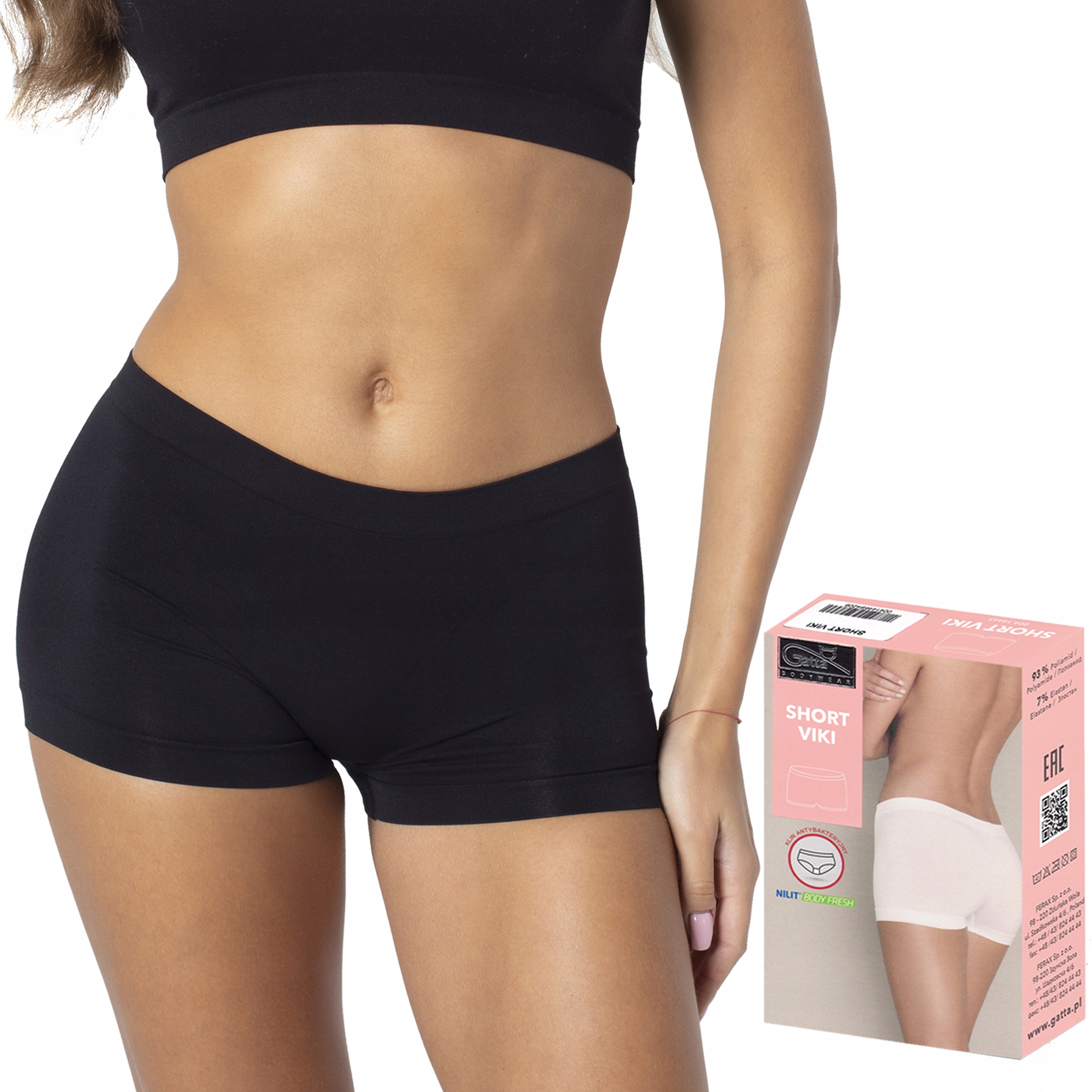 

Bezszwowe szorty Short Viki Gatta, czarne, XL