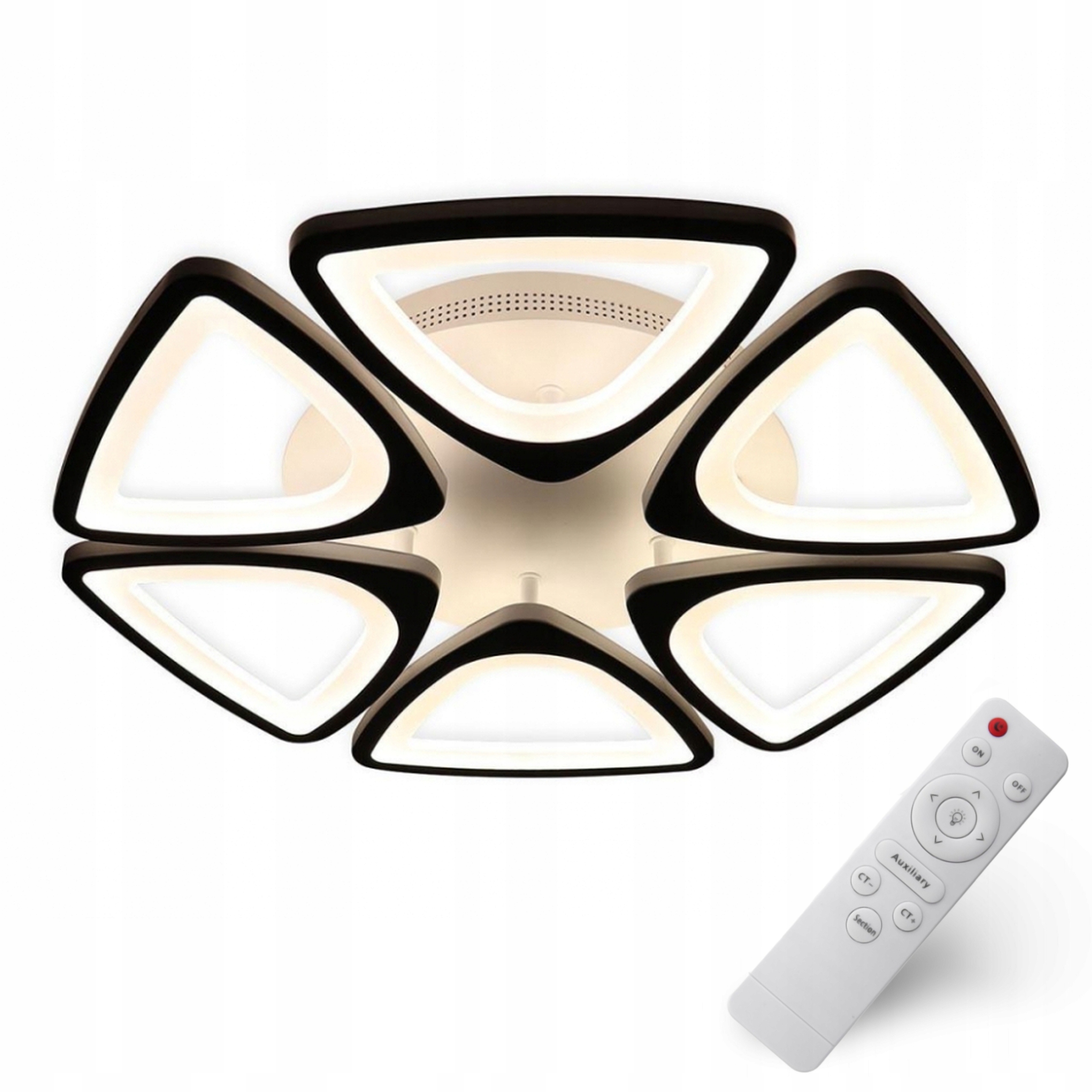 Čierna Stropná Lampa Stropné Svietidlo Led Luster 55 CM S Pilotom Moderná Diaľkový Ovládač