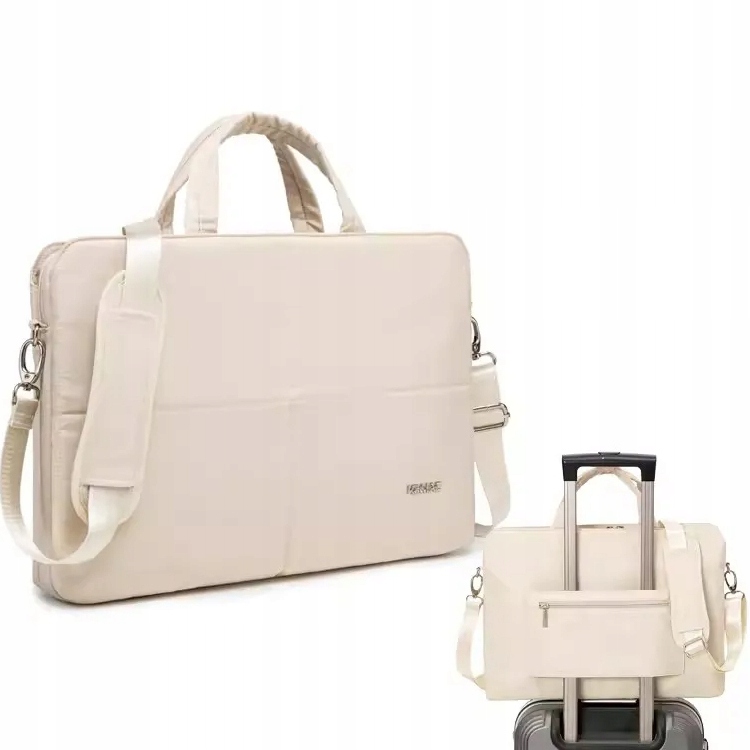 Damska Torba na laptopa 15,6 Kinmac KC27 kieszenie antywstrząsowa beżowa