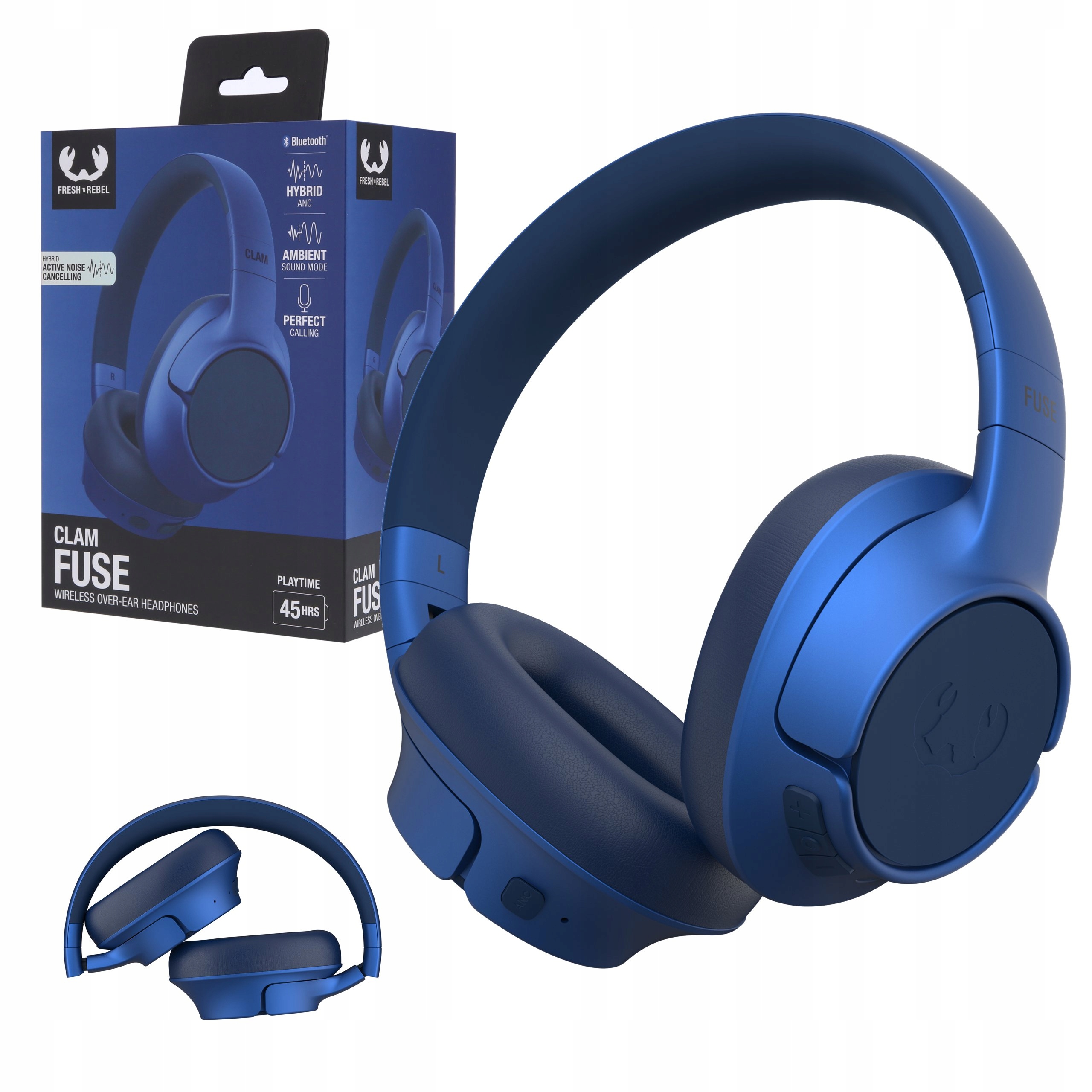 Fresh 'n Rebel Słuchawki Bezprzewodowe Wokółuszne Z Anc Clam Fuse True Blue