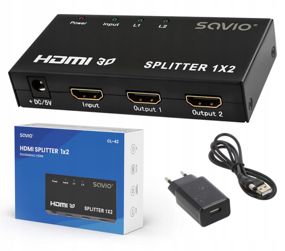 HDMI сплиттер Elmak Savio CL-42 черный