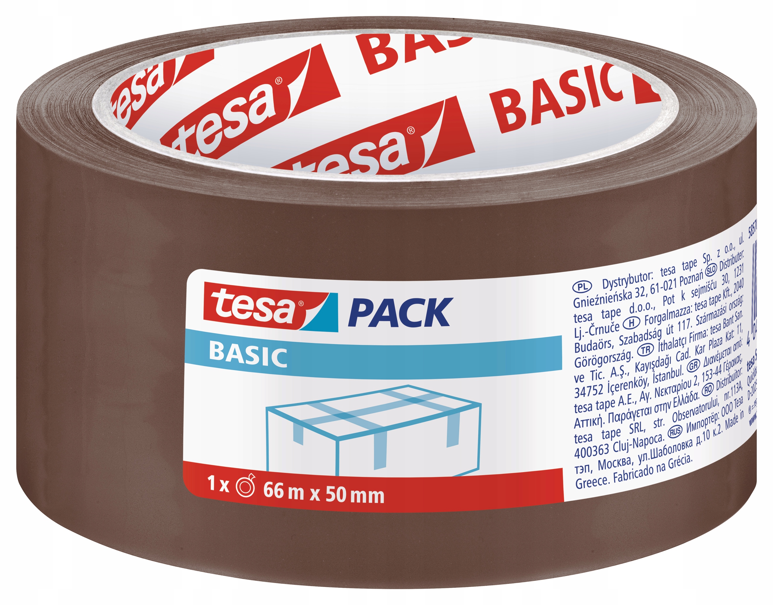 

Taśma pakowa tesa Basic 66m x 50mm, brązowa