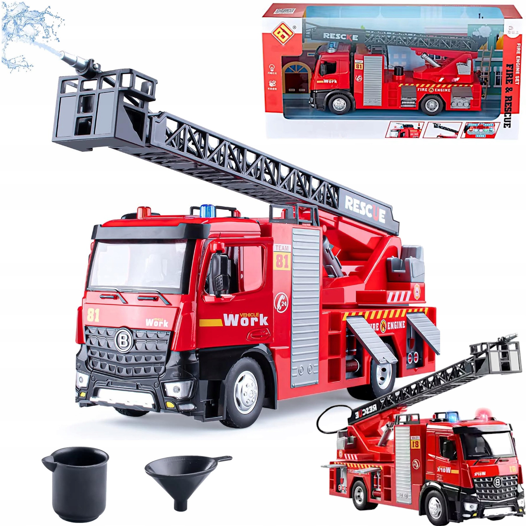 STRAŻ POŻARNA WÓZ STRAŻACKI Z POMPĄ WODA CIĘŻARÓWKA SAMOCHÓD DLA DZIECI