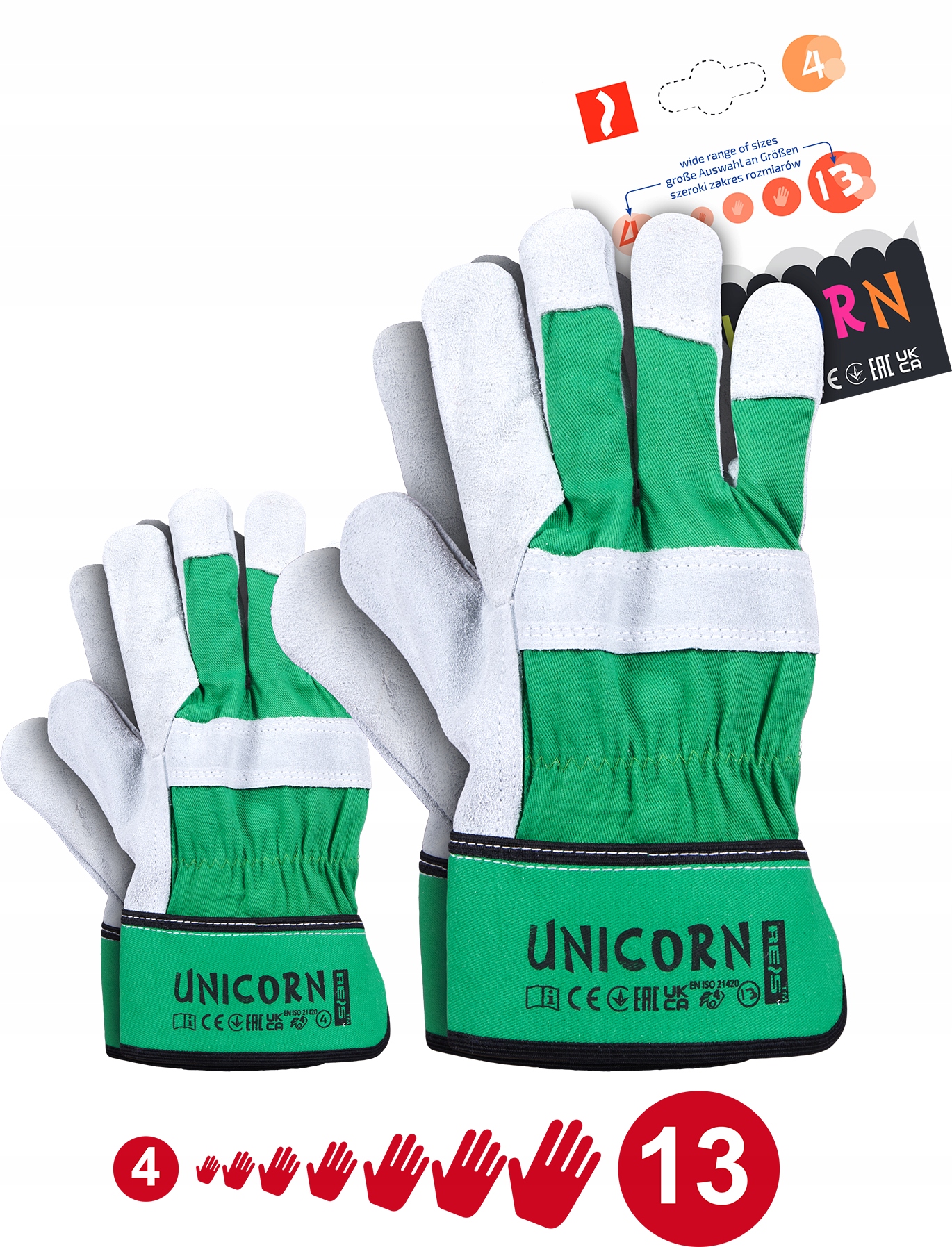 

Rękawice ochronne wzmacniane skórą bydlęcą Unicorn