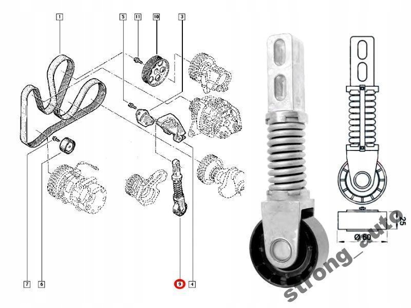NAPINACZ PASKA RENAULT 1.9 DTI DCI MEGANE SCENIC I
