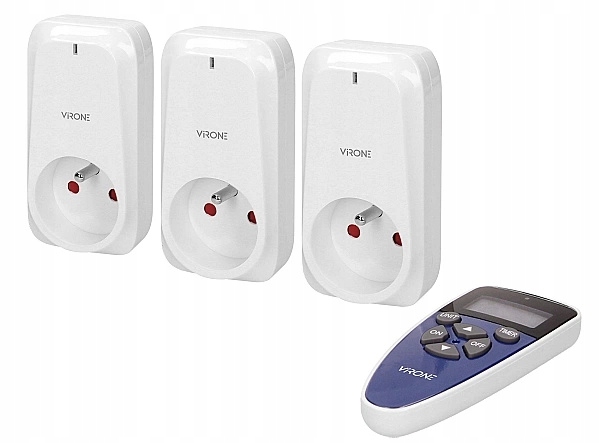3 szt. Bezprzewodowe Gniazdo Pojedyncze z Uziemieniem Timer na Pilota 30m Zasilanie sieciowe