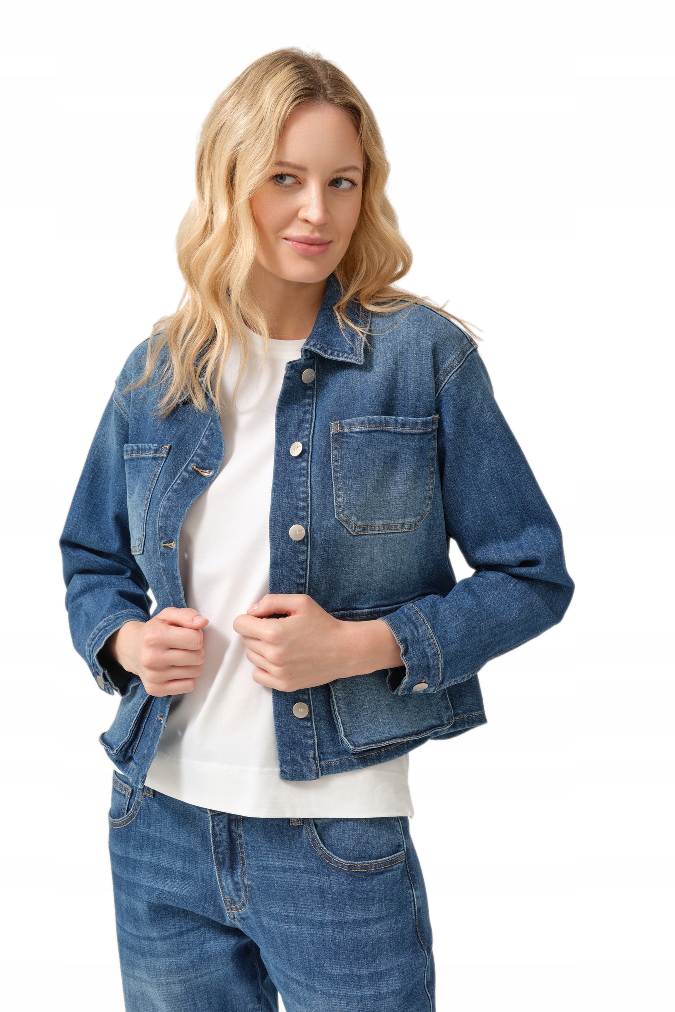 Dámská Džínová Bunda Džínová Modrá, Stylová, Módní, Feria, Velikost 36